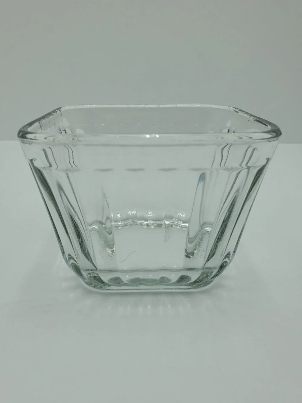 Ribbed Glass Square Refrigerator Dish Clear Glass Fridgie Lidded Glass Dish